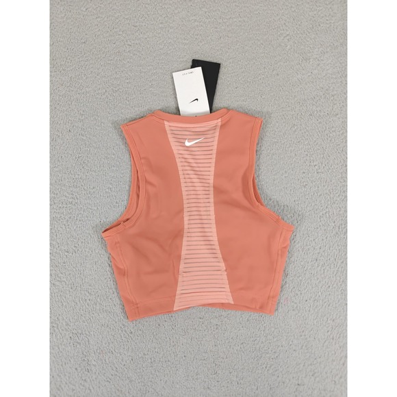 Nike Crop Top Womens XS Coral Dri-FIT Tight Fit Half Zip Mesh Back DM6952-824 - Picture 1 of 12